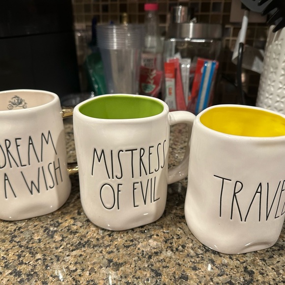 Rae Dunn Ceramic Mug Set - White with Green and Yellow Interiors - Picture 1 of 2